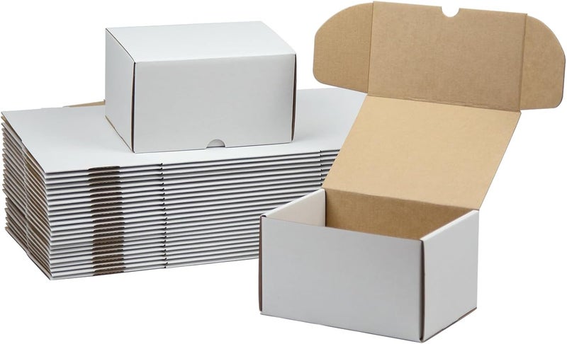 HESESOH 7x5x4 Inches Shipping Boxes Set of 25, White Corrugated Cardboard Box Literature Mailer for Packing Small Business - Image 1